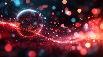 Wall Mural - Abstract sphere in swirling red and blue bokeh background