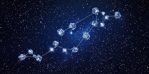 Wall Mural - shiny constellation is depicted with diamonds against a starry background