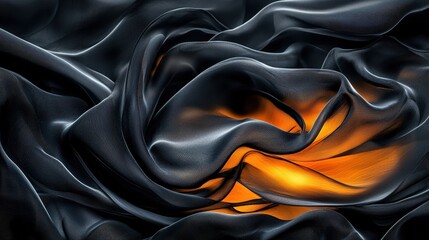 Aufkleber - A black and orange fabric with a yellow flame in the middle