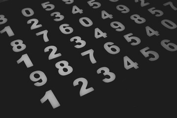 Blurred Motion Numbers in a Speed and Data Concept. Minimalistic Black and White Numbers Pattern.
