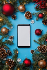 Canvas Print - Cell phone with Christmas decorations