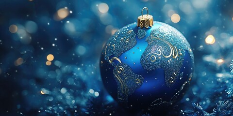 Wall Mural - blue christmas ornament snow ground