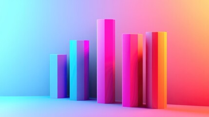 Poster - A D bar chart with a gradient color scheme and shadow effects, creating a visually striking representation of data for presentations or reports.
