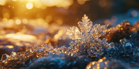Wall Mural - close-up of snowflake