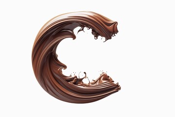 Aufkleber - Letter C designed with flowing cocoa texture isolated on white background