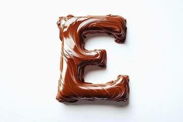 Aufkleber - Letter E designed with flowing cocoa texture isolated on white background