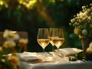 Wall Mural - Wine Glasses on Table