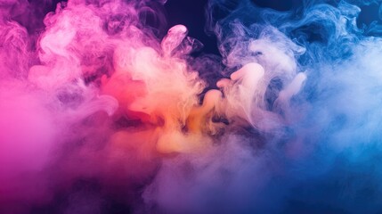 Poster - A creative composition of multi-colored smoke enveloping a modern, minimalist setting, adding a burst of color and energy to the scene.