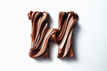 Aufkleber - Letter H designed with flowing cocoa texture isolated on white background