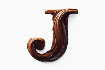 Aufkleber - Letter J designed with flowing cocoa texture isolated on white background