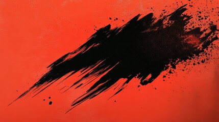 Poster - Diagonal black brushstroke against a vivid orange background