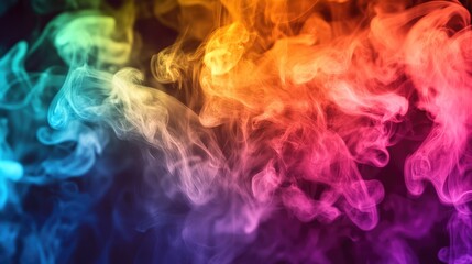 Poster - A dynamic image of rainbow-colored smoke plumes emerging from a single source, with each color blending seamlessly into the next, creating a captivating effect.