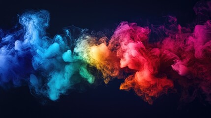 Poster - A dynamic image of rainbow-colored smoke plumes emerging from a single source, with each color blending seamlessly into the next, creating a captivating effect.