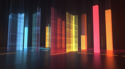 Poster - A dynamic shot of a D bar chart with animated bars rising and falling, showcasing real-time data changes and interactive data visualization.