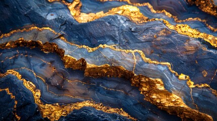 Poster - A beautiful geological specimen exhibiting rich golden veins interwoven with dark blue minerals, showcasing the stunning complexity and allure of natural formations.