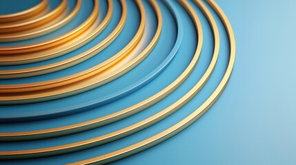 Poster - A series of concentric circles in gold and blue, creating a modern, minimalist design with a smooth gradient effect.