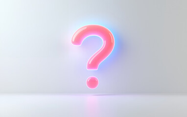 Poster - Glowing question mark graphic design. Question mark with neon glow. Question mark on white background