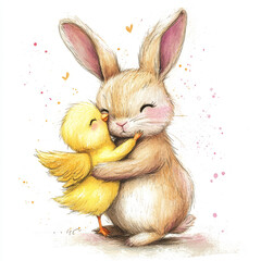 Wall Mural - Easter Bunny and Chick  holiday graphics