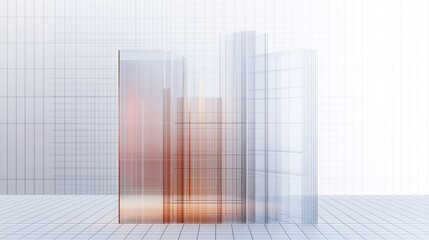 Poster - A side view of a D bar chart with translucent bars and a grid background, illustrating detailed data analysis and complex information in an engaging format.
