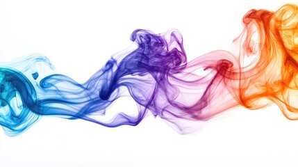 Poster - A swirling mix of blue, orange, and purple smoke against a clean, white background, creating a bold and striking contrast with its fluid movement.