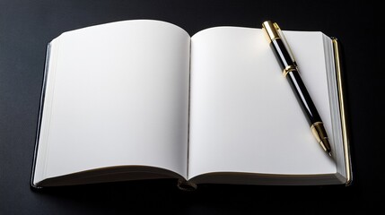 Aufkleber - A pen sits on top of a blank page in a book