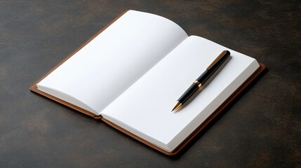 Aufkleber - A pen sits on top of a notebook with the pages open