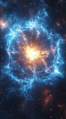 Poster - A massive blue star igniting the cosmos outer space digital art nebula wide angle stellar phenomenon