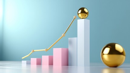 Poster - A graph with a line going up and three gold balls on top of it