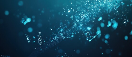 Aufkleber - Abstract Background Illustrating Musical Notes with Glowing Particles