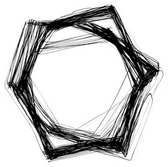 Wall Mural - png hexaon scribble abstract black lines.
