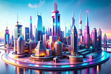 Poster - Futuristic 3D Metaverse Technology on White Background - Digital World Concept