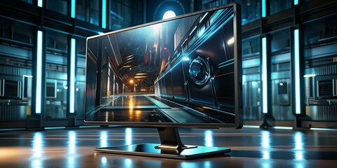 Poster - Futuristic Black Glass Sci-Fi Monitor Display - Rule of Thirds Composition