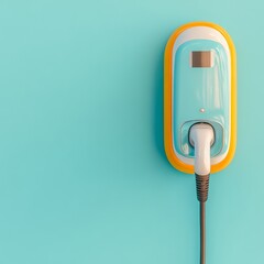 Aufkleber - Modernist Electric Vehicle Charger Streamlined Turquoise and Orange Station for Smart Transportation - Eco-Friendly Urban Mobility and Efficient Charging Solutions