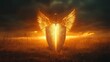 © TITISCAHYA - Winged shield, sword sunset, field, fantasy, game