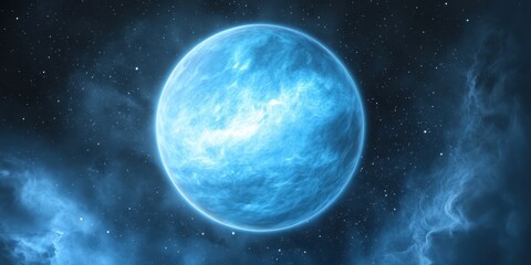 Wall Mural - a blue planet in a star filled nebula landscape