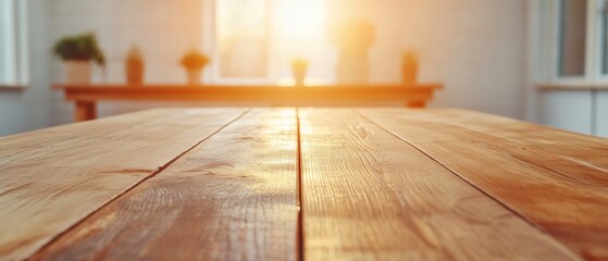 Poster - Sunlit Rustic Wooden Meeting Table Collaborative Workspace for Professional Growth and Development in Healthcare - Eco-friendly Materials and Comfortable Atmosphere