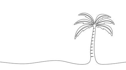 Poster - One continuous line illustration of palm tree. Continuous line drawing of tropical palm. Vector.
