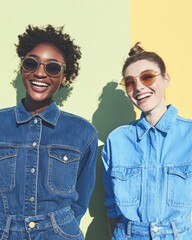 Aufkleber - Effortless Denim Chic Urban Street Style for Young Adults - Textured Jackets and Trendy Sunglasses, Modern Fashion Influence in Casual Wear Markets