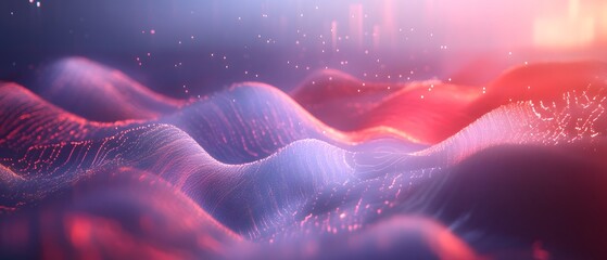Poster - Abstract digital waves in vibrant colors create a mesmerizing visual experience, blending light and motion