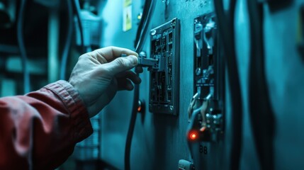 Aufkleber - A person is touching a switch on a wall