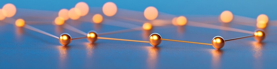 Poster - Sleek Tech Aesthetics Illuminated Network Graph in Metallic Surface - Visual Data Presentation and Modern Connectivity in Digital Marketing Solutions