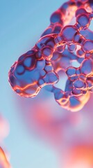 Aufkleber - Futuristic DNA Visualization Biomechanical Nodes in Vibrant Glass-like Texture - Innovative Genetic Analysis for Cutting-edge Research and Digital Exploration