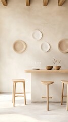 Poster - Minimalist Rustic Interior Design Natural Wooden Bar with Decor Accents - Modern Hospitality Content and Sustainable Restaurant Branding for Eco-Friendly Spaces