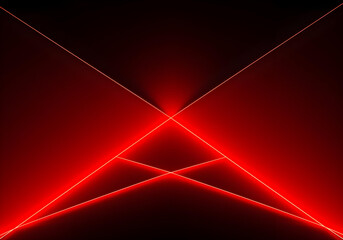 Wall Mural - Glow color red fiery shadow light triangles lines agonal gradient shape geometric effect 3d design background modern abstract red black. Vibrant red fiery shadow light casts an agonal gradient shape