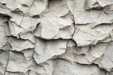 Poster - Close-up of a weathered white rock face with intricate cracks and rough texture, showcasing the natural beauty and detail of geological formations.