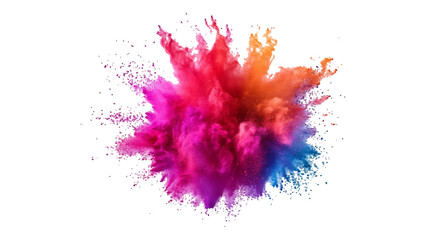 Wall Mural - Colorful mixed rainbow powder explosion isolated on white background. Rainbow paint splash multicolor powder explosion on white background.	