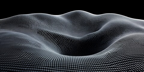 Poster - Abstract 3D Render of a Dark Grey Wavy Surface with a Textured Pattern
