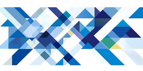 Poster - Abstract Blue Geometric Shapes Background Design Modern White Triangles Pattern