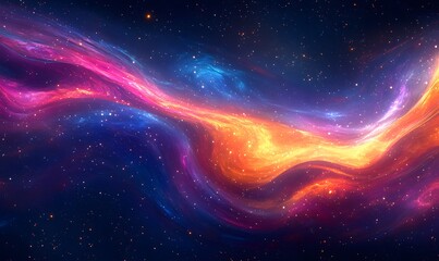 Poster - Colorful galactic nebula with vibrant cosmic dust and sparkling stars in deep space