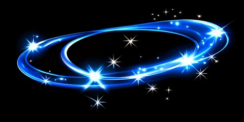 Poster - Abstract Blue Light Trails and Glowing Stars Design Perfect for Backgrounds